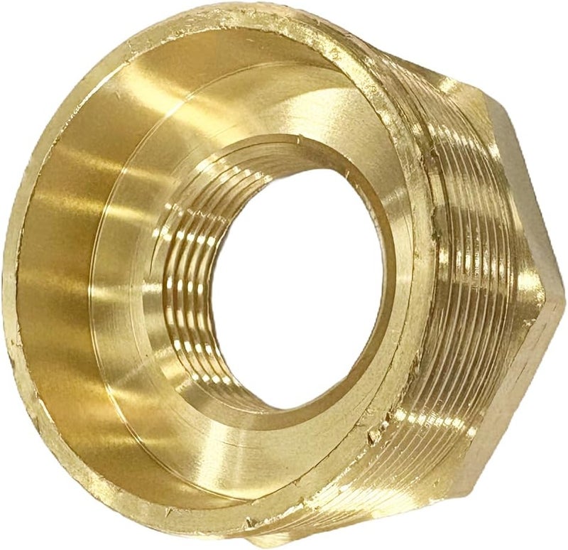JENSWILL 2" NPT Male x 1" NPT Female Brass Reducer Hex Bushing Threaded Pipe Fitting Reducing Adapter Pack of 1 - Image 2